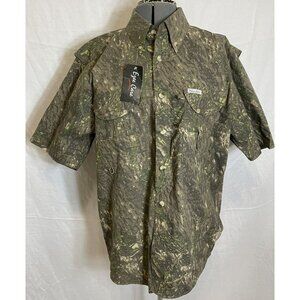 Tiger Hill Men's Small Camouflage Vented Shirt Pockets Camo Short Sleeve New